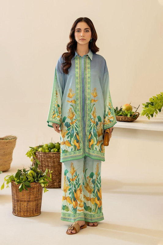 Exquisite Green Silk with Digital Print 3Pcs 445STCE