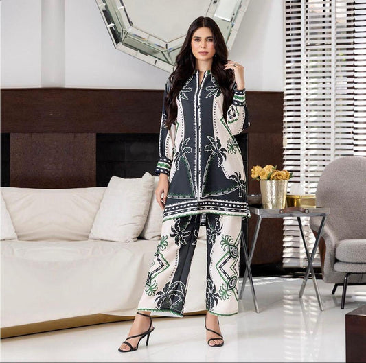 Elegant 3 Pcs Printed Silk Suit with Digital Dupatta 447STCE