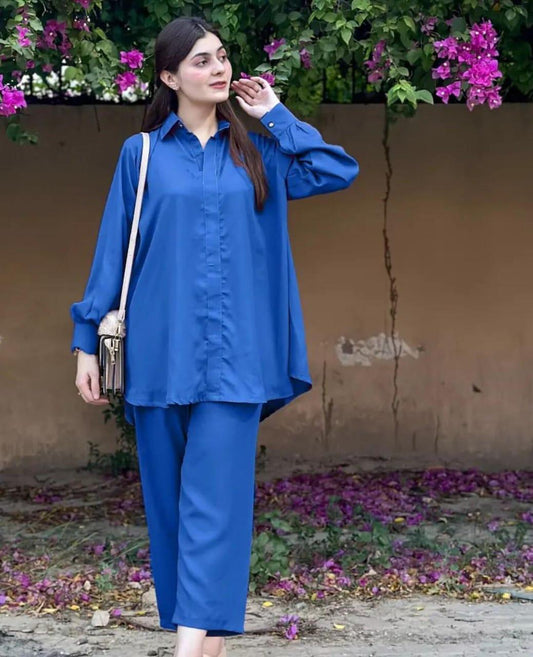 Georgette Western Co ord Set (Blue) 012PAMF