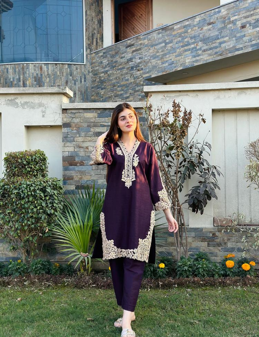 Heavy Embroidered 2Pcs Suit 010LIBKH